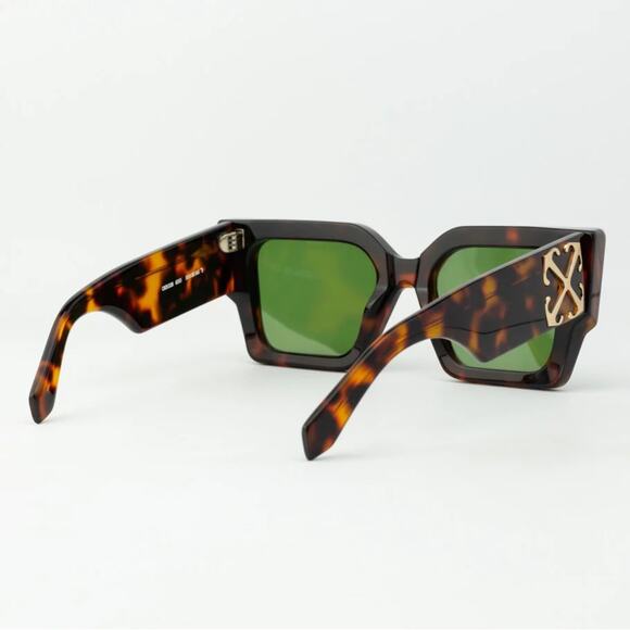 New! Off-White OERI128CATALINA 6055 Tortoise Shell Sunglasses with Green Lenses main image 12